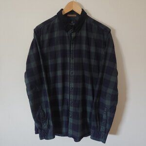 Scotch & Soda Shirt Men XL Slim Green Plaid Button Up Cotton Tartan Shacket Work